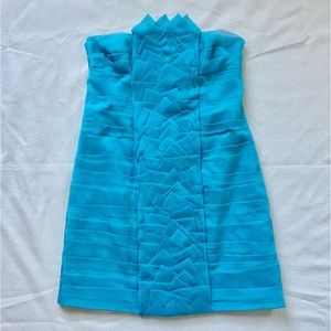 Alice + Olivia blue silk pleated mini dress